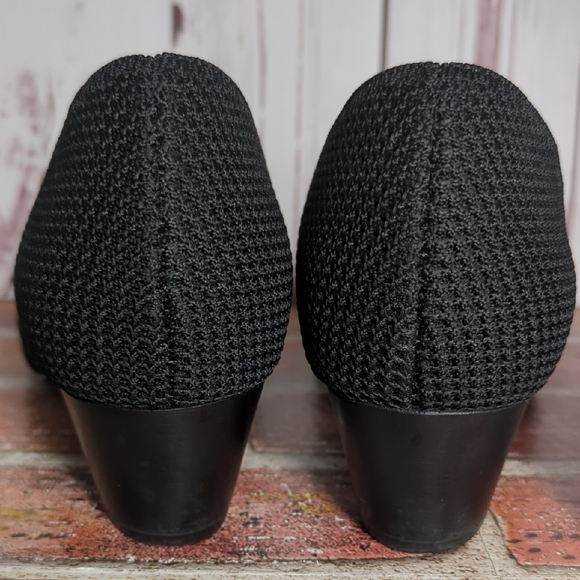 Eileen Fisher Black Hallo Knit D'Orsay Pumps Almond Toe 10 Minimal Quiet Luxury - Picture 8 of 16
